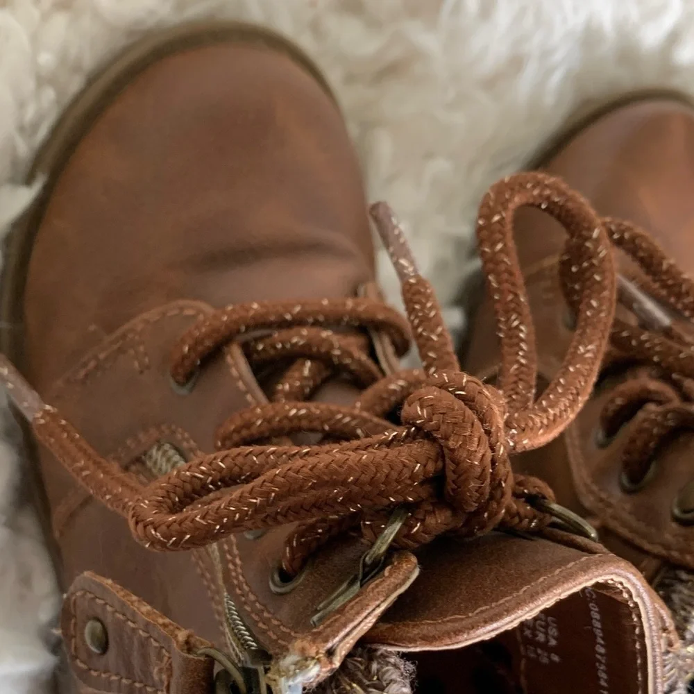 Wonder Nation Warm Brown Hiking Fall Boots Zip & Tie Toddler SZ 8